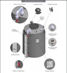 CUVE DE STOCKAGE + RETENTION PE-HD HYPOCHLORITE DE SOD 1500L + NIVEAU