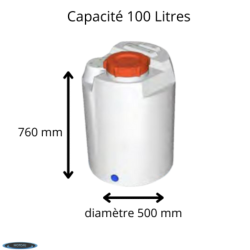 RESERVOIR PE 100 L TRANSPARENT GRADUE DIAM500 HAUTEUR760